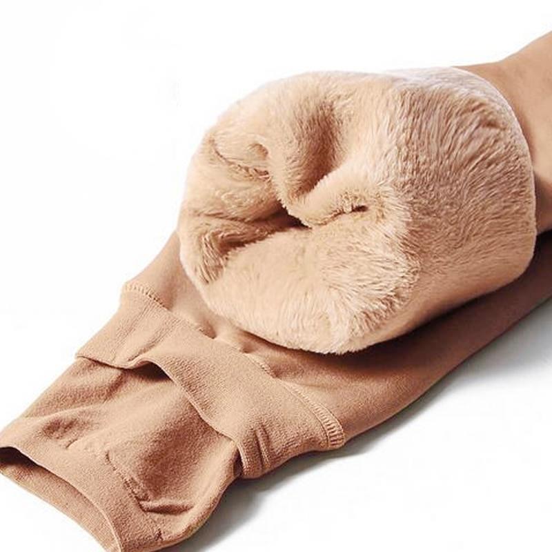 NOUVEAU RICHE Fleece-Winterleggings – Thermoleggings Damen, gefüttert mit hohem Bund, warm & elastisch, 8 Farben, S–XL – Zahara Elsa Hellbraun