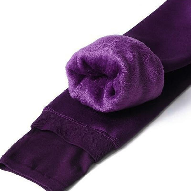 NOUVEAU RICHE Fleece-Winterleggings – Thermoleggings Damen, gefüttert mit hohem Bund, warm & elastisch, 8 Farben, S–XL – Zahara Elsa Violett