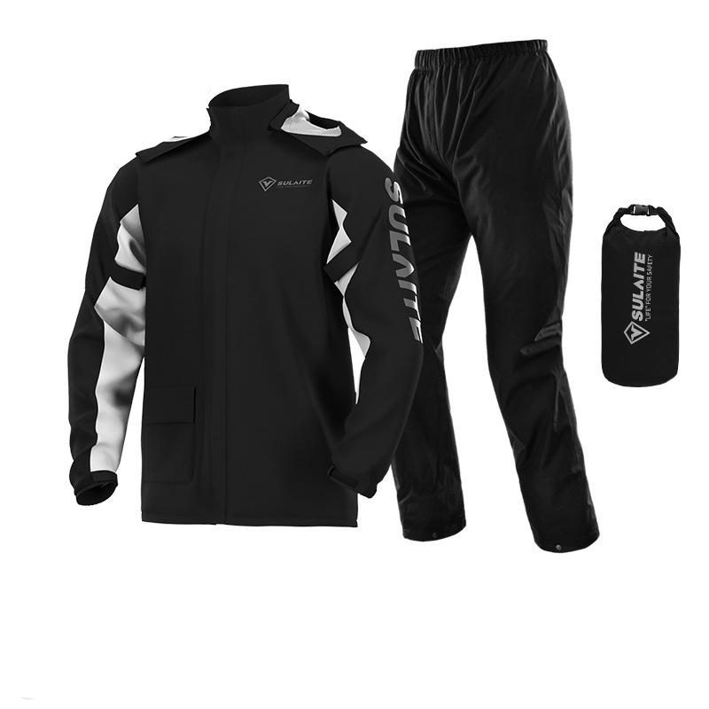 NOUVEAU RICHE Wasserdichter Outdoor-Regenanzug – Leichte Regenjacke & Regenhose für Wandern, Velo & Camping, M–3XL – Marmari Schwarz