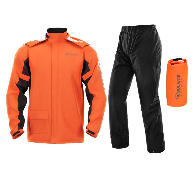 NOUVEAU RICHE Wasserdichter Outdoor-Regenanzug – Leichte Regenjacke & Regenhose für Wandern, Velo & Camping, M–3XL – Marmari Orange