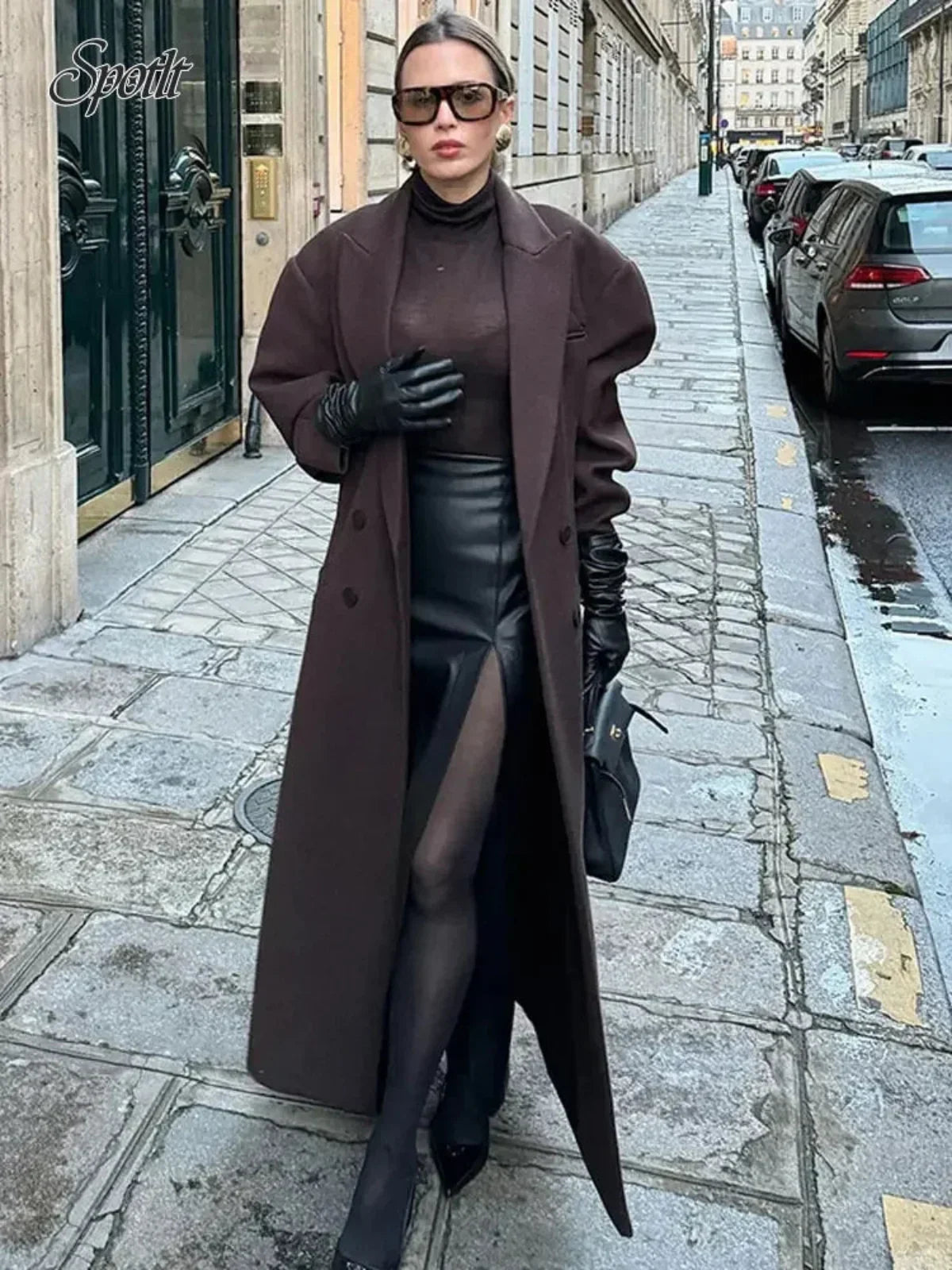 NOUVEAU RICHE Übergroßer, Doppelreihiger Woll-Trenchcoat
