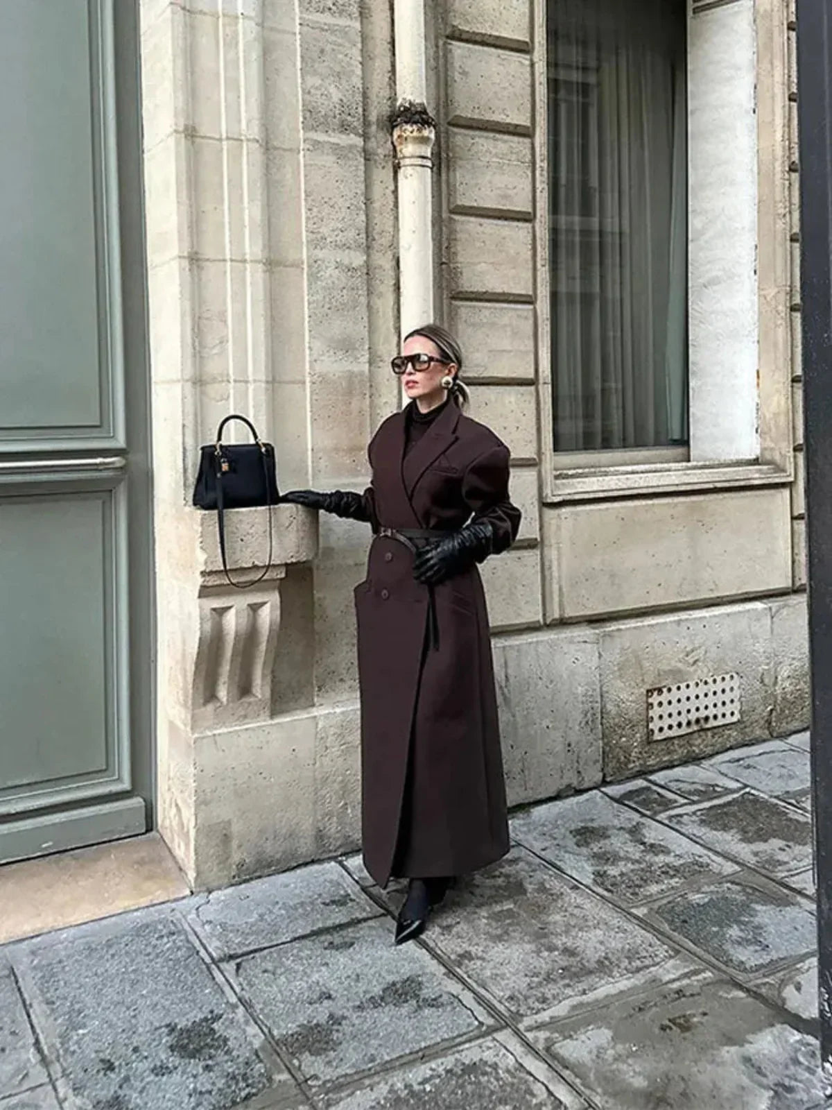 NOUVEAU RICHE Übergroßer, Doppelreihiger Woll-Trenchcoat