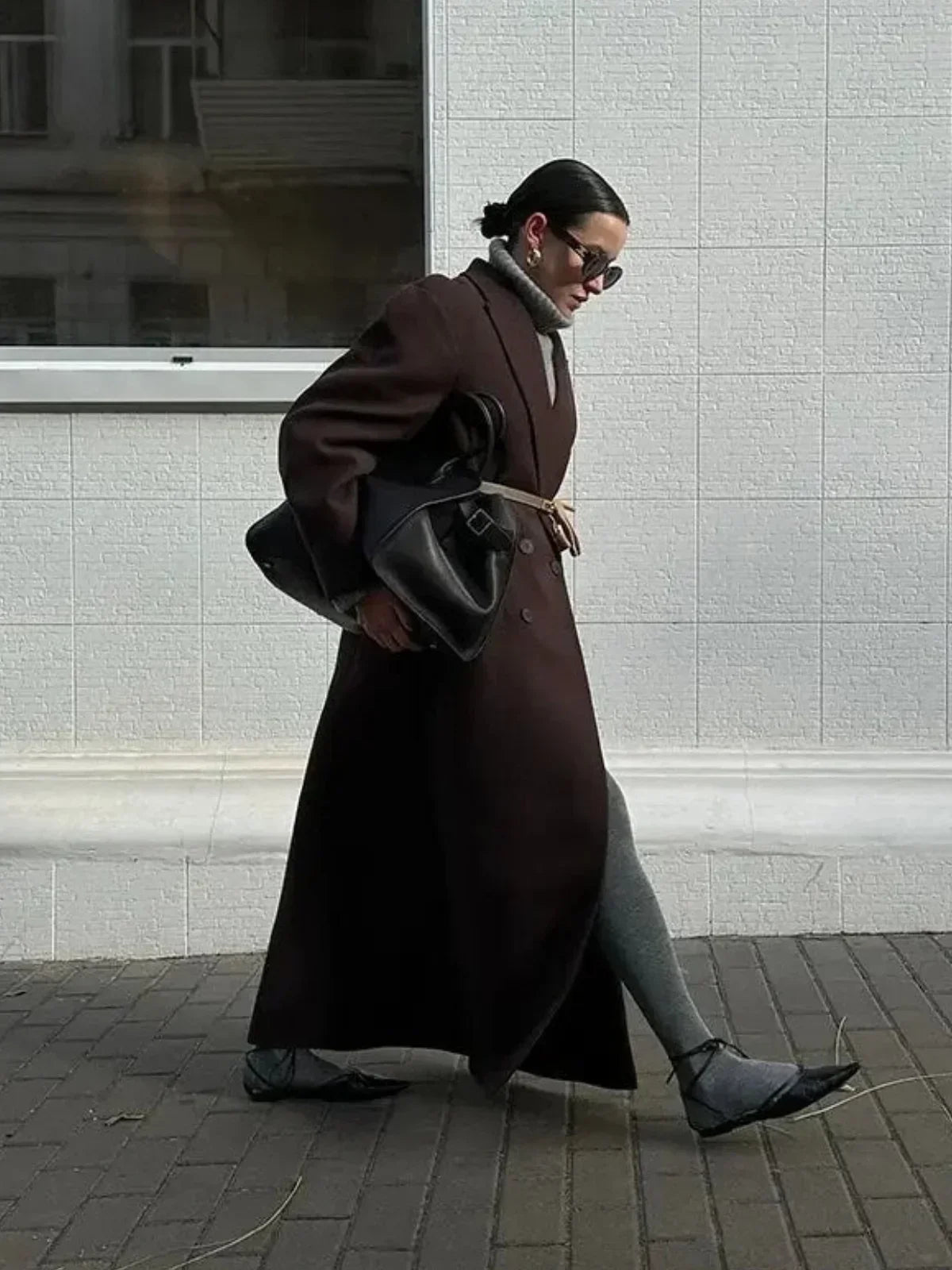 NOUVEAU RICHE Übergroßer, Doppelreihiger Woll-Trenchcoat