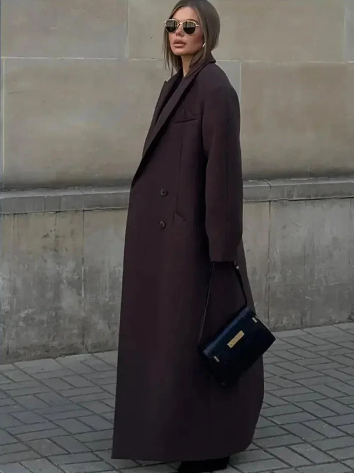 NOUVEAU RICHE Übergroßer, Doppelreihiger Woll-Trenchcoat