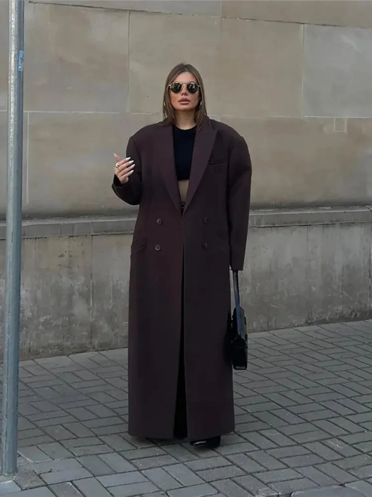 NOUVEAU RICHE Übergroßer, Doppelreihiger Woll-Trenchcoat