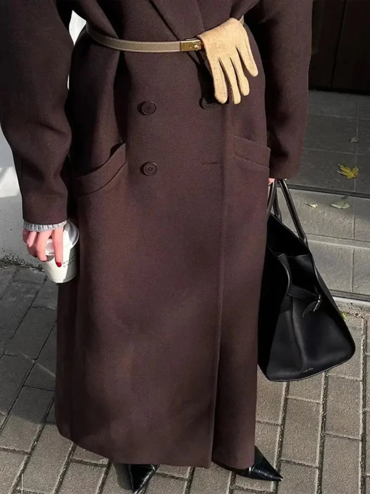 NOUVEAU RICHE Übergroßer, Doppelreihiger Woll-Trenchcoat