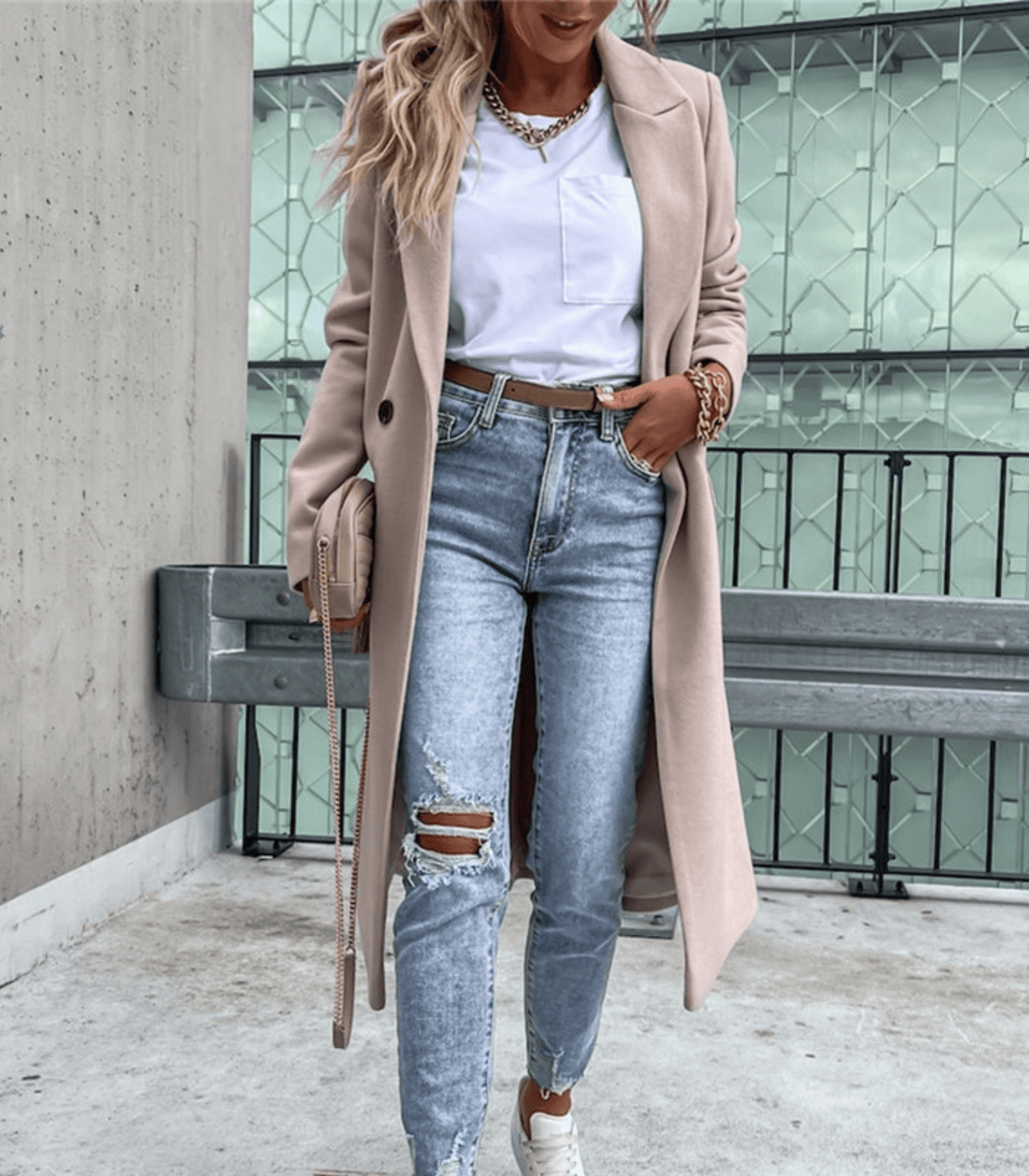 NOUVEAU RICHE Wollmantel Mit Taschen Und Knöpfen Warm Und Stilvoll - Winterjacke - Wintermäntel Damen