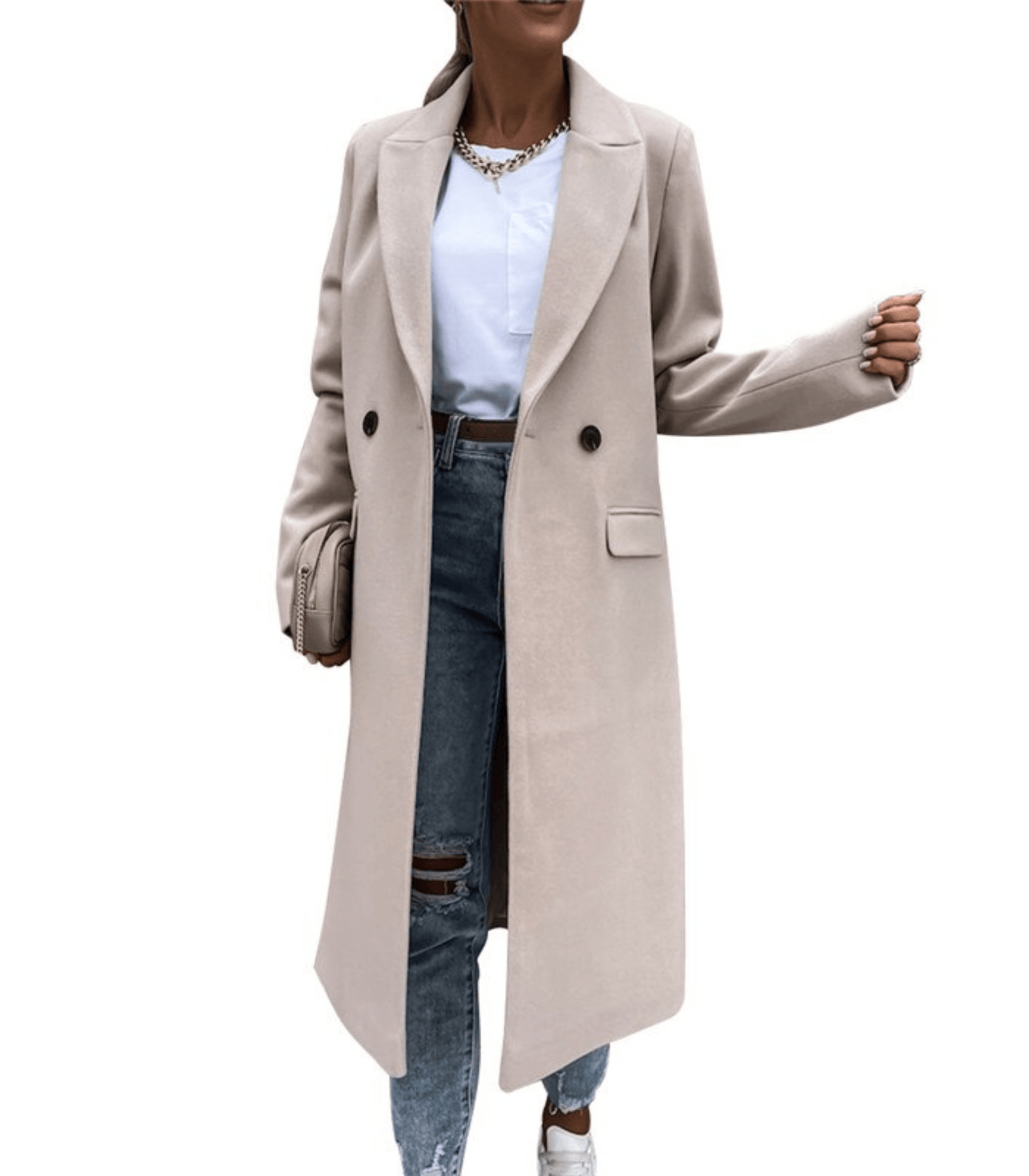 NOUVEAU RICHE Wollmantel Mit Taschen Und Knöpfen Warm Und Stilvoll - Winterjacke - Wintermäntel Damen