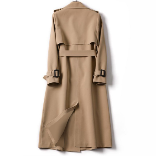 NOUVEAU RICHE Damen Eleganter Lange Damenmantel Doppelknöpfen Trenchcoat