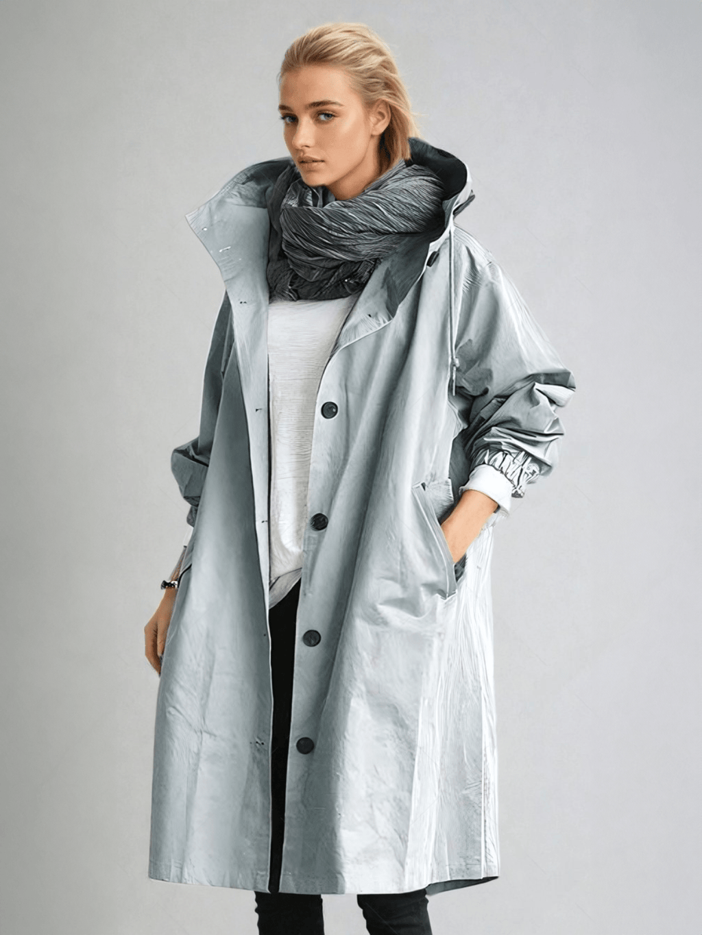 NOUVEAU RICHE Elizabeth | Dame Wasserabweisender Trenchcoat mit Gürtel - Eleganter Übergangsmantel & Windbreaker Hellblau
