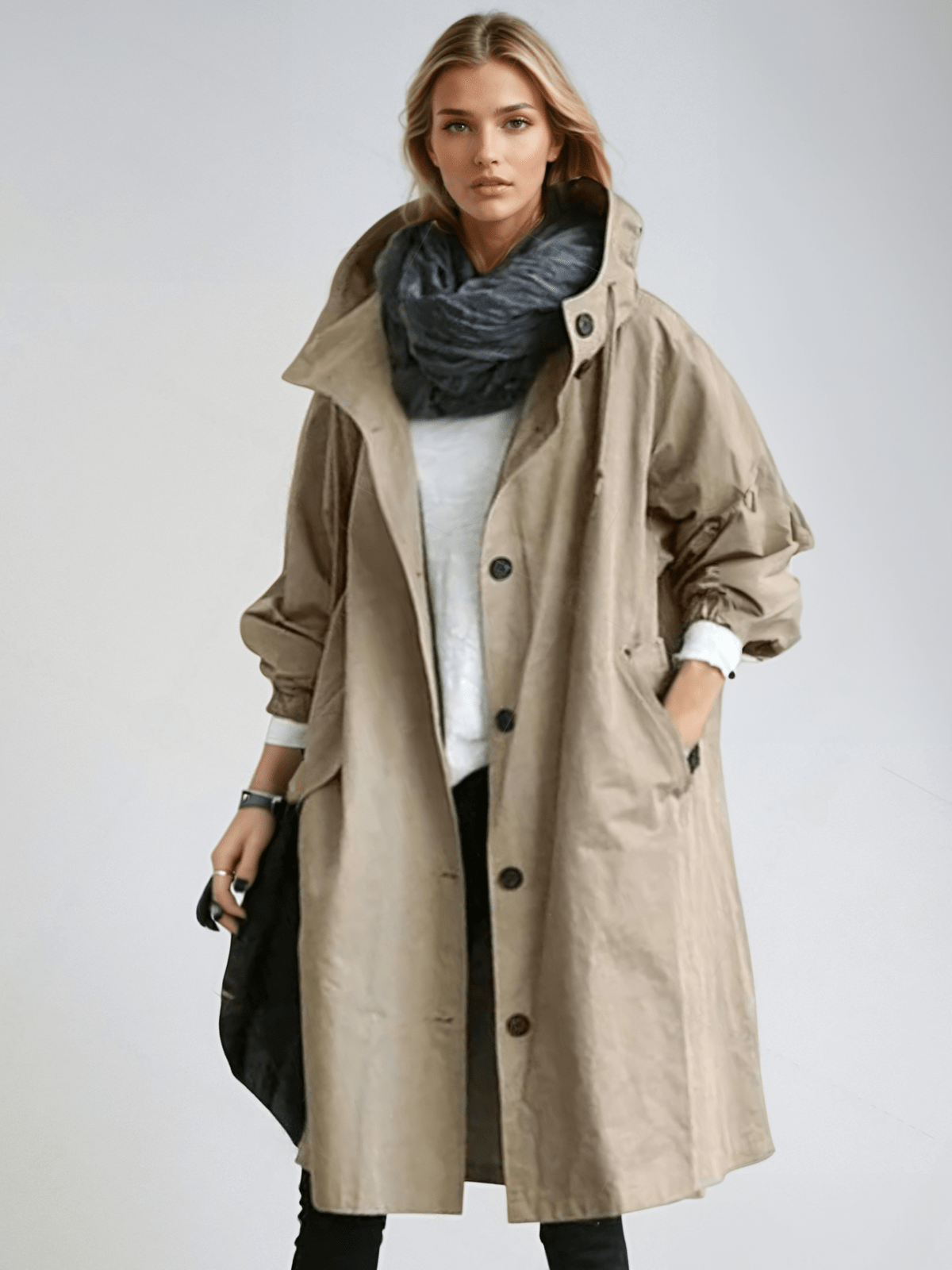 NOUVEAU RICHE Elizabeth | Dame Wasserabweisender Trenchcoat mit Gürtel - Eleganter Übergangsmantel & Windbreaker Braun