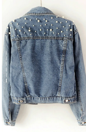 Damen Perlen Jeansjacke Pearl Mit Perlenverzierungen