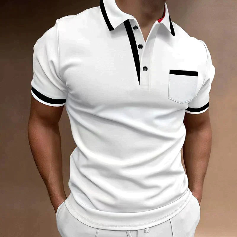 NOUVEAU RICHE Herren Polohemd Baumwolle Unifarben Standard Vielseitig Weiß