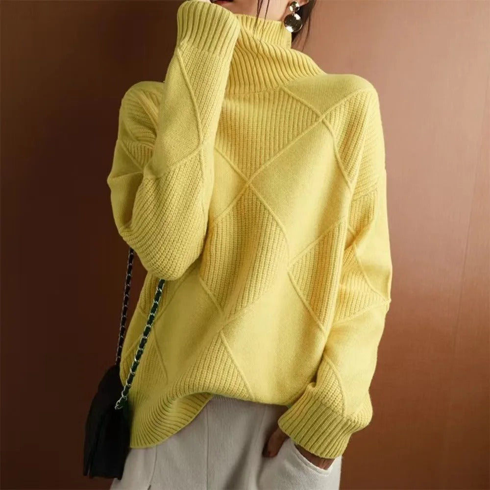NOUVEAU RICHE Damen Rollkragenpullover Luxus Komfort Stil - Pullover Gelb