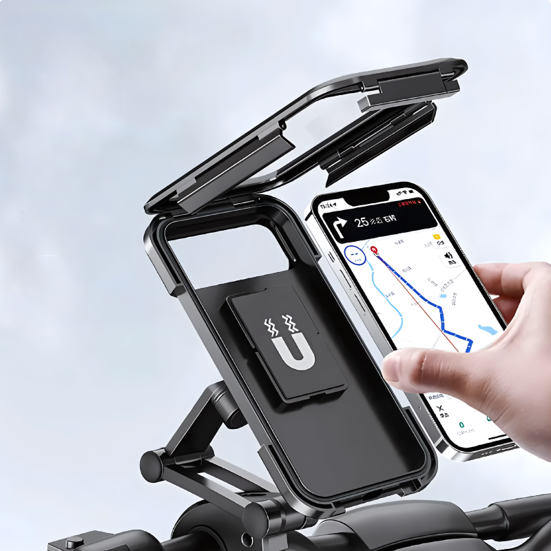NOUVEAU RICHE Wasserdichte Fahrrad Handyhalterung – 360° drehbare Velo Handyhalterung mit Touchscreen-Zugriff für Navigation & Regen