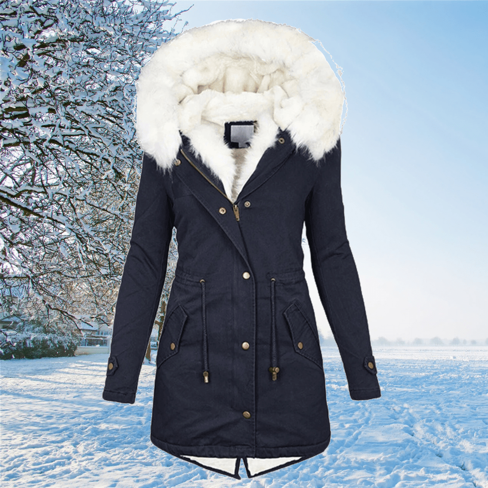 NOUVEAU RICHE Praktische Damen Winterjacke - Warm, edle Materialien und toller Schnitt Dunkelblau
