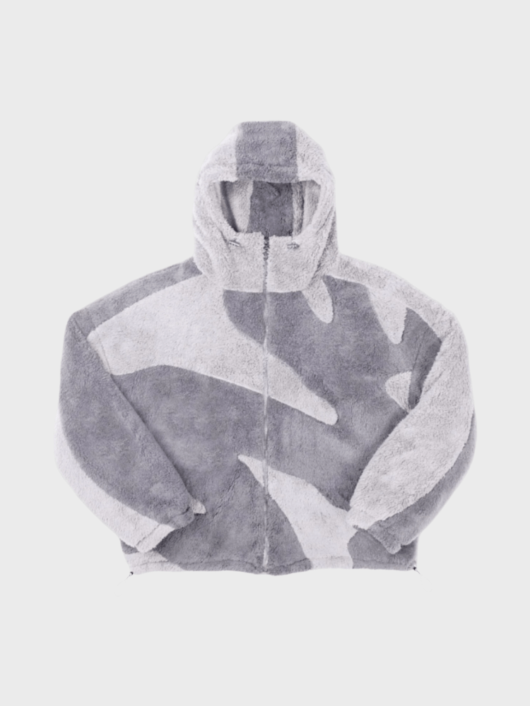 NOUVEAU RICHE Wilshire | Herren Oversized Jacke mit durchgehendem Reißverschluss Grau