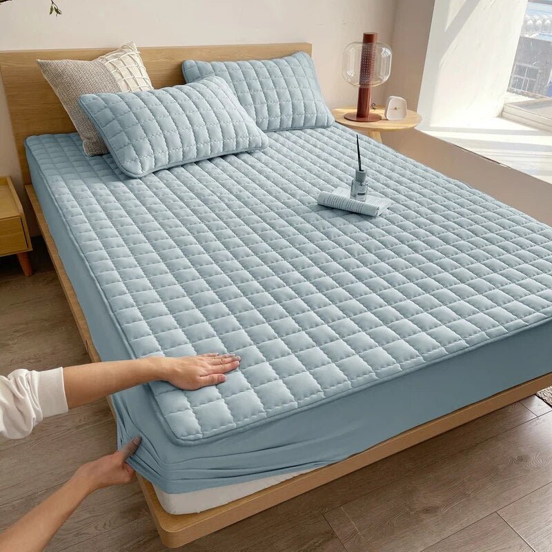 NOUVEAU RICHE Wasserdichter Matratzenschoner – Spannbetttuch Matratzenbezug mit Gummizug, atmungsaktiv & geräuscharm, 90×200 bis 200×220 cm Blau