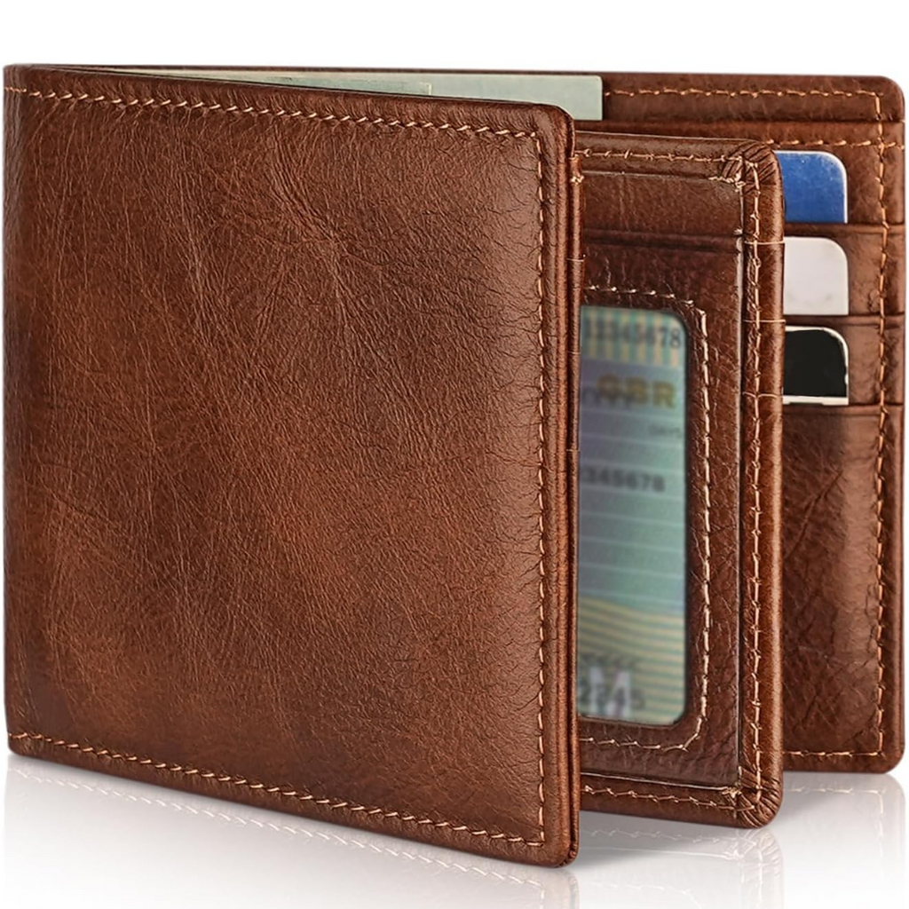 NOUVEAU RICHE Leder Portemonnaie Herren mit RFID-Schutz – Schlanke Herrenbörse mit 13 Kartenfächern, Braun, Dunkelbraun & Schwarz | Hommes Braun