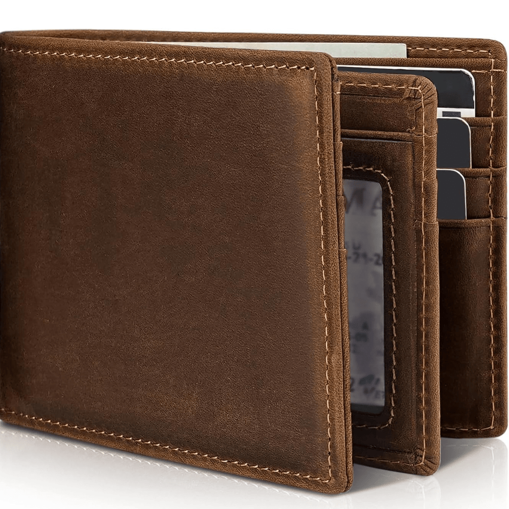 NOUVEAU RICHE Hommes | Herren Bifold Echtleder RFID-Blocking Geldbörse