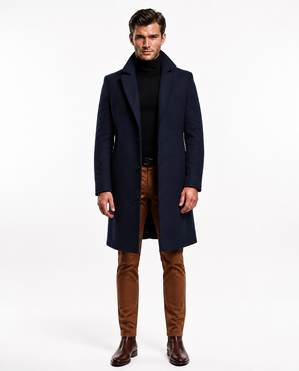 NOUVEAU RICHE Lusso Hochwertiger Wollmantel für Männer Blau