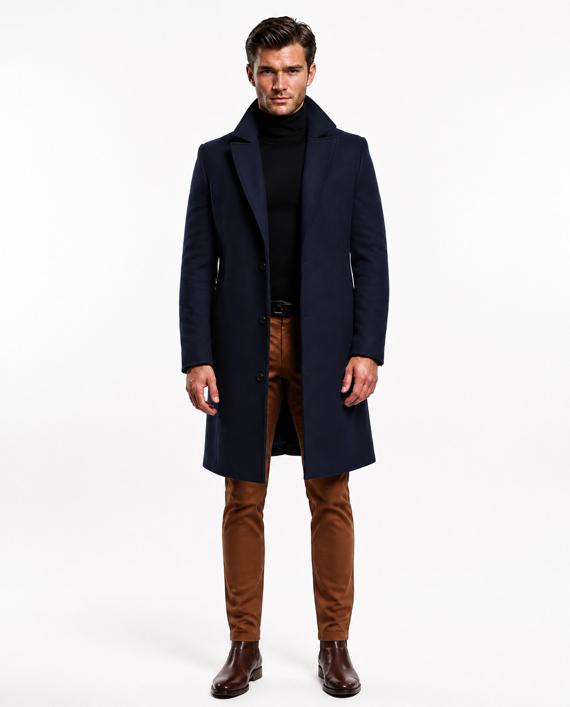 NOUVEAU RICHE Lusso Hochwertiger Wollmantel für Männer Blau