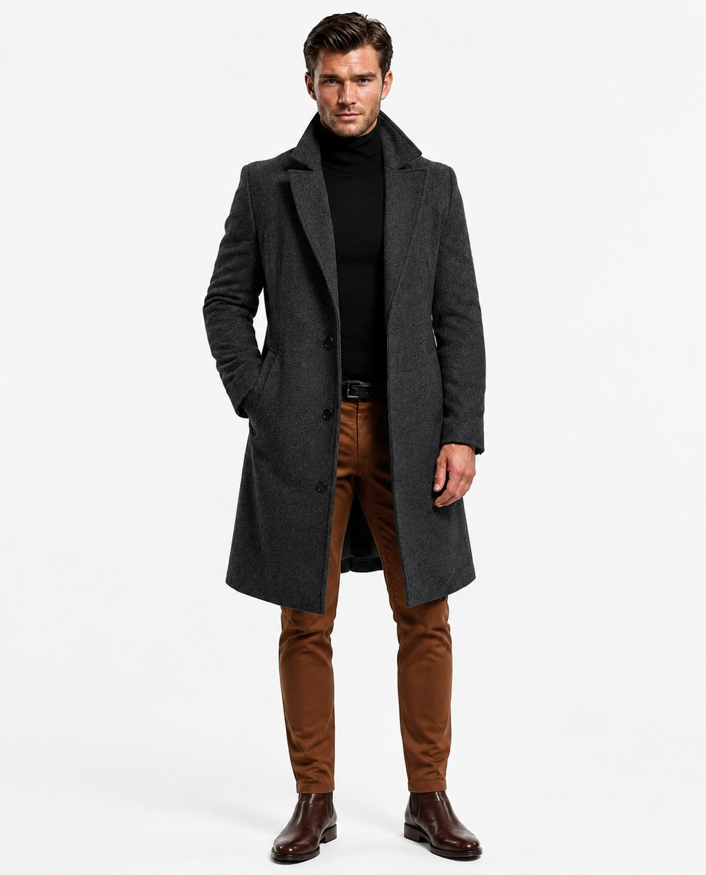 NOUVEAU RICHE Lusso Hochwertiger Wollmantel für Männer Grau
