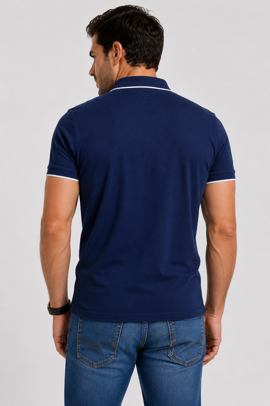 Poloshirt Herren Baumwolle Slim Fit – V-Ausschnitt Kurzarm