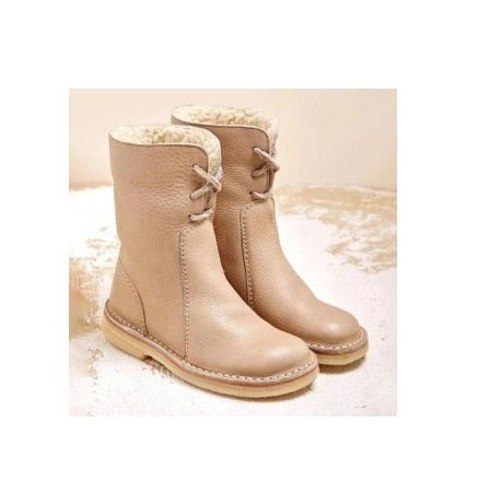 NOUVEAU RICHE Damen Winterstiefel Mit Fellfutter Warm Stilvoll Komfort Beige