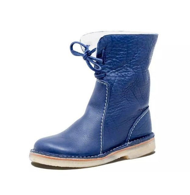 NOUVEAU RICHE Damen Winterstiefel Mit Fellfutter Warm Stilvoll Komfort Blau