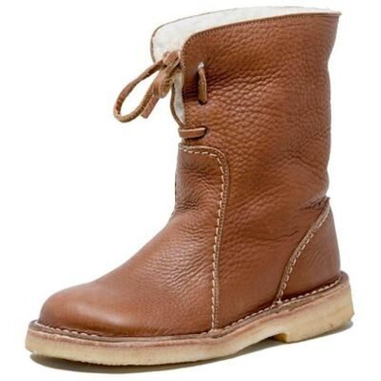 NOUVEAU RICHE Damen Winterstiefel Mit Fellfutter Warm Stilvoll Komfort Braun