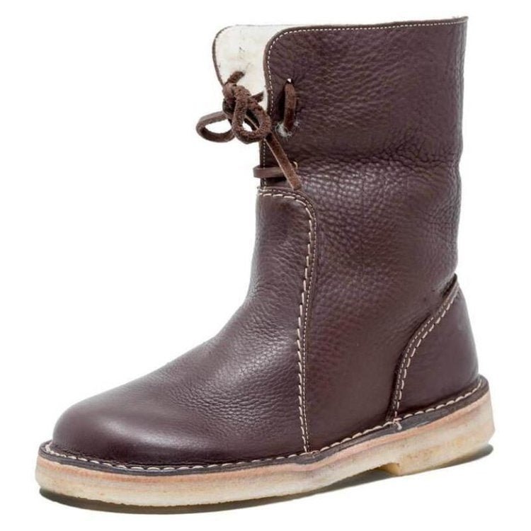 NOUVEAU RICHE Damen Winterstiefel Mit Fellfutter Warm Stilvoll Komfort Dunkelbraun
