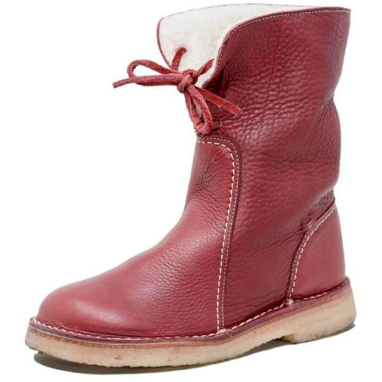 NOUVEAU RICHE Damen Winterstiefel Mit Fellfutter Warm Stilvoll Komfort Rot