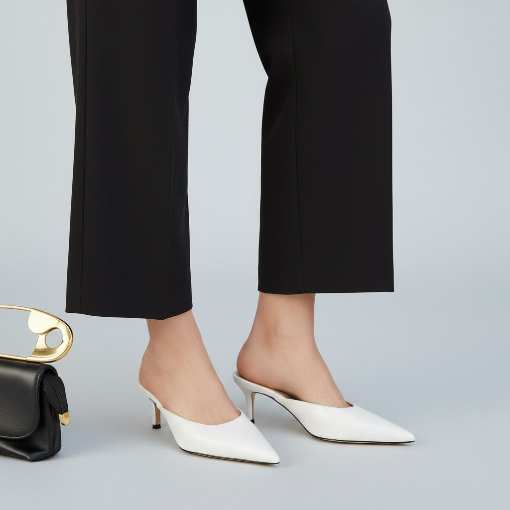 NOUVEAU RICHE Damen Pantoletten mit Absatz und Spitzfuß Elegant und Modern