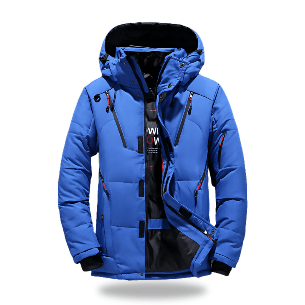 NOUVEAU RICHE Hommes | Herren Wasserdichte Winterjacke mit Kapuze - Warme Winddichte Outdoorjacke & Parka Blau