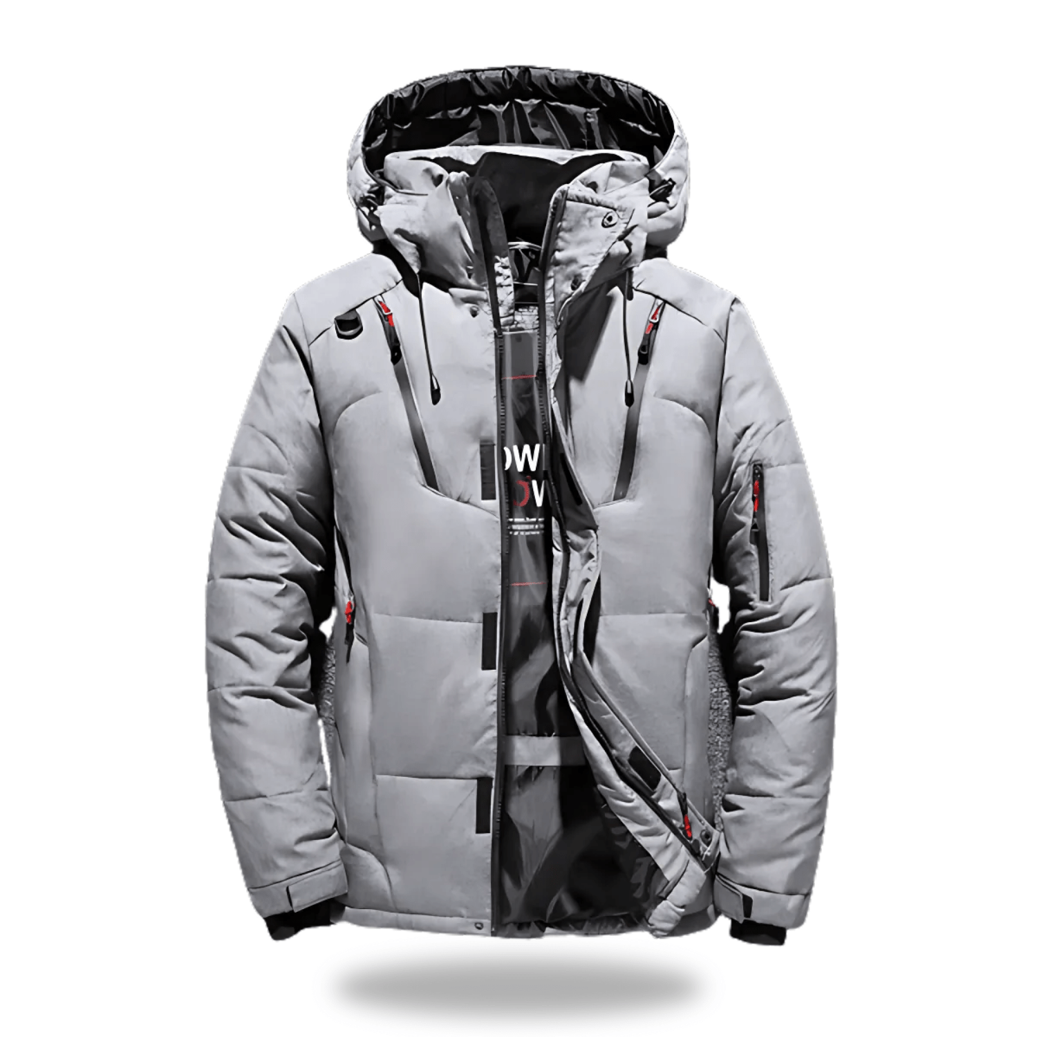 NOUVEAU RICHE Hommes | Herren Wasserdichte Winterjacke mit Kapuze - Warme Winddichte Outdoorjacke & Parka Grau