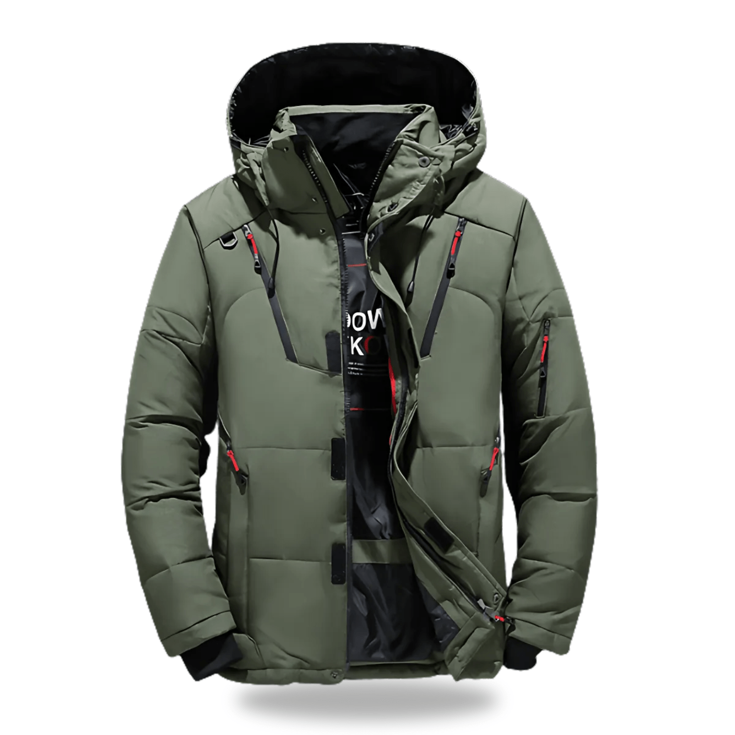 NOUVEAU RICHE Hommes | Herren Wasserdichte Winterjacke mit Kapuze - Warme Winddichte Outdoorjacke & Parka Grün