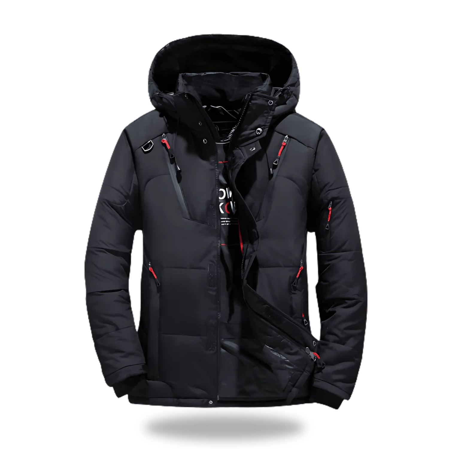 NOUVEAU RICHE Hommes | Herren Wasserdichte Winterjacke mit Kapuze - Warme Winddichte Outdoorjacke & Parka Schwarz