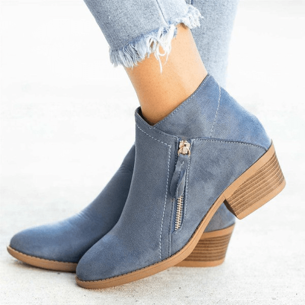 NOUVEAU RICHE Damen Lederstiefeletten Leder Robuste Sohle Knöchelhöhe Blau