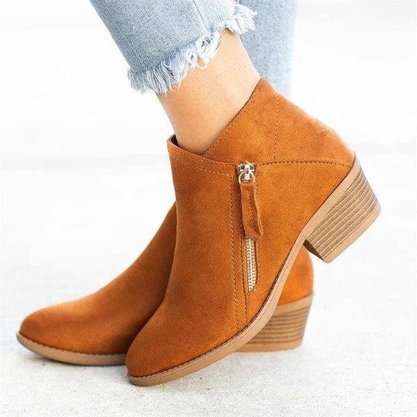 NOUVEAU RICHE Damen Lederstiefeletten Leder Robuste Sohle Knöchelhöhe Orange