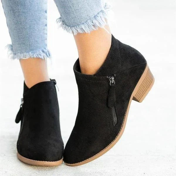 NOUVEAU RICHE Damen Lederstiefeletten Leder Robuste Sohle Knöchelhöhe Schwarz