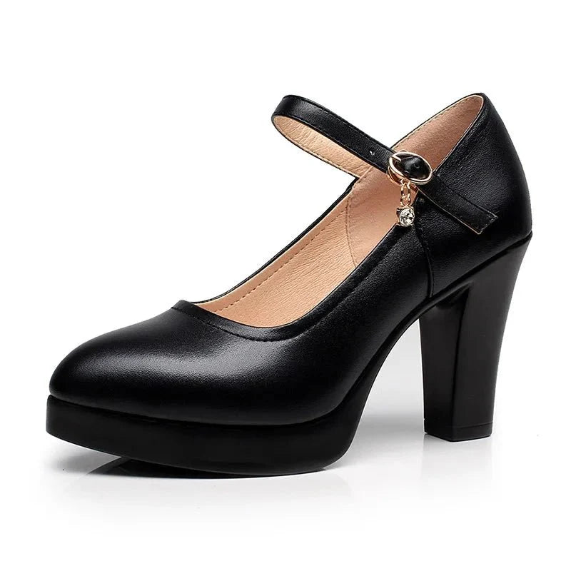 NOUVEAU RICHE Damen Plateau-Pumps Plateau Absätze Klassisches Design Komfort Schwarz
