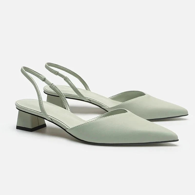 NOUVEAU RICHE Damen Slingback Sandaletten Verstellbarer Riemen Blockabsatz Grün