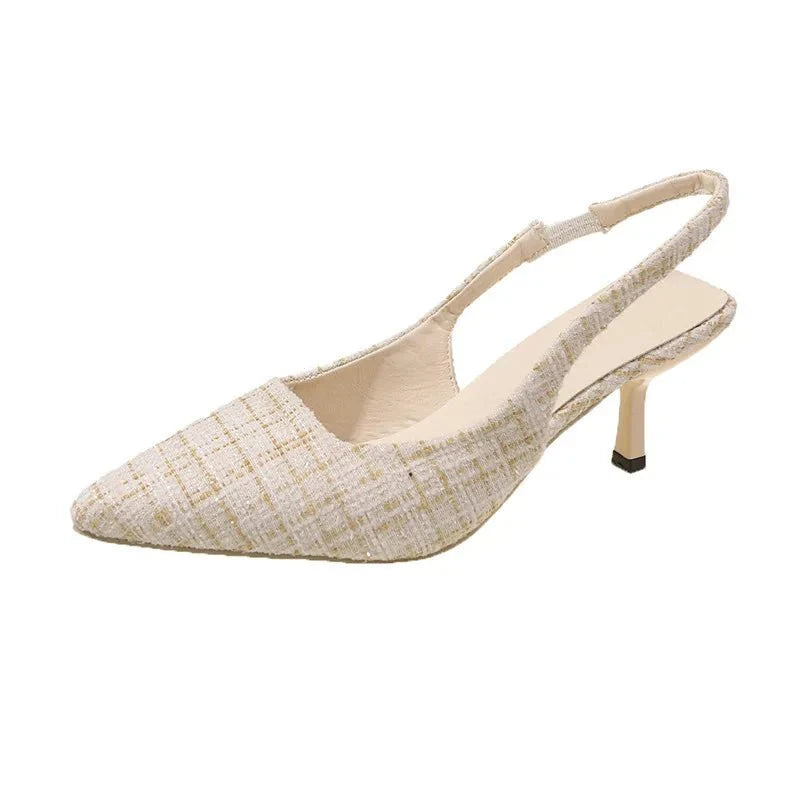 NOUVEAU RICHE Damen Zulaufende Slingback-Absätze Spitz Form Slingback-Riemen Beige