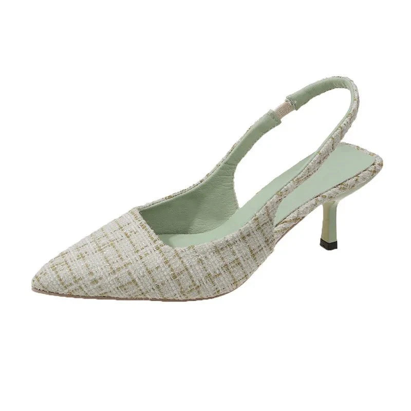 NOUVEAU RICHE Damen Zulaufende Slingback-Absätze Spitz Form Slingback-Riemen Grün