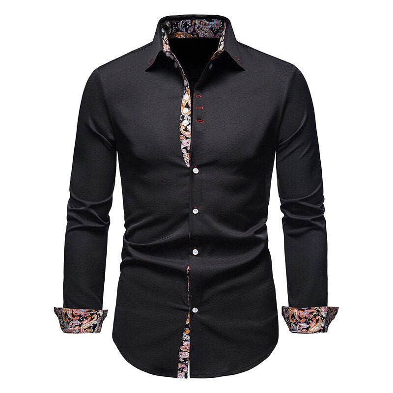 NOUVEAU RICHE Herren Stylisches Langarmshirt Polierte Raffinesse Charme Schwarz
