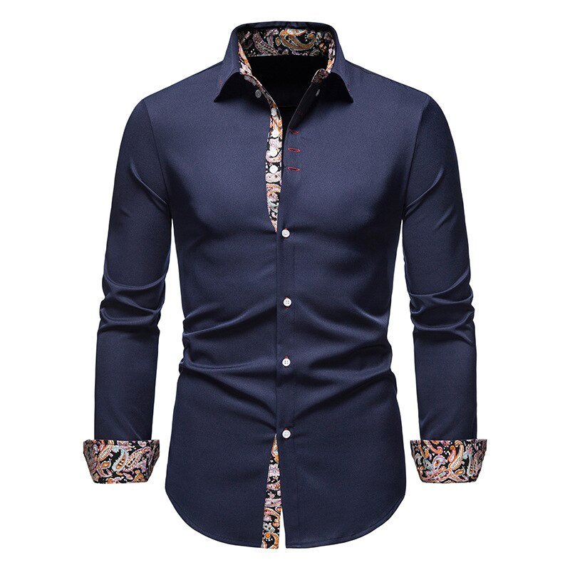 NOUVEAU RICHE Herren Stylisches Langarmshirt Polierte Raffinesse Charme Marineblau