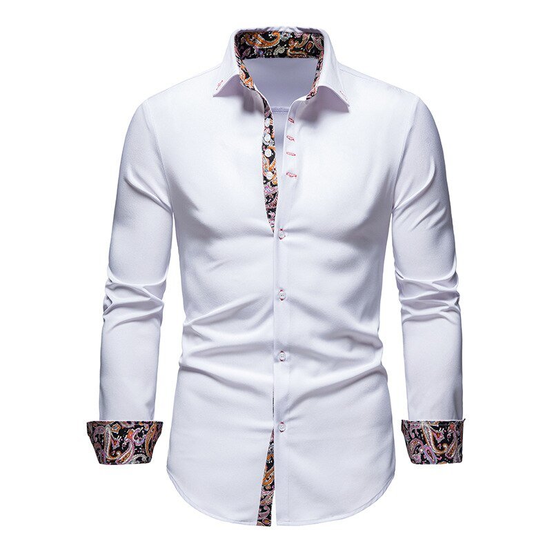 NOUVEAU RICHE Herren Stylisches Langarmshirt Polierte Raffinesse Charme Weiß