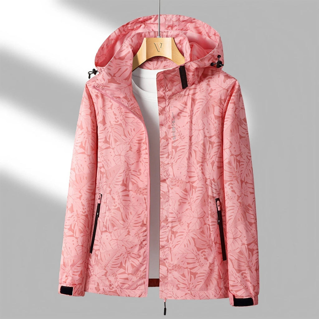 NOUVEAU RICHE Damen Kapuzenjacke Mit Reißverschluss Wasserdicht Leicht Rosa