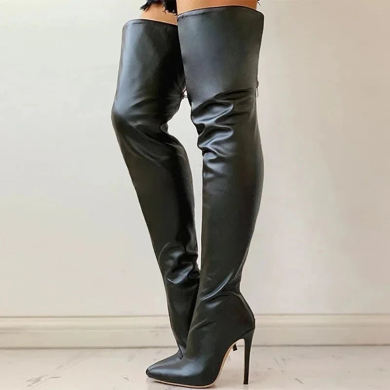 NOUVEAU RICHE Damen Oberschenkelhohe Stiletto Stiefel Schlank Länge